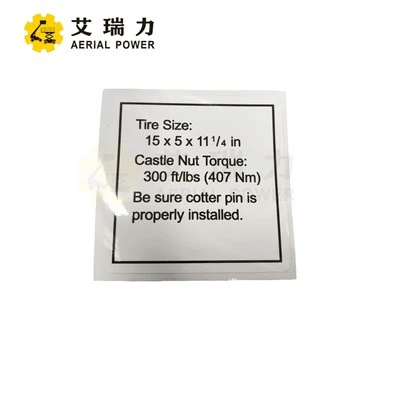 DECAL, LABEL-TIRE SPECS 46287 FOR GENIE